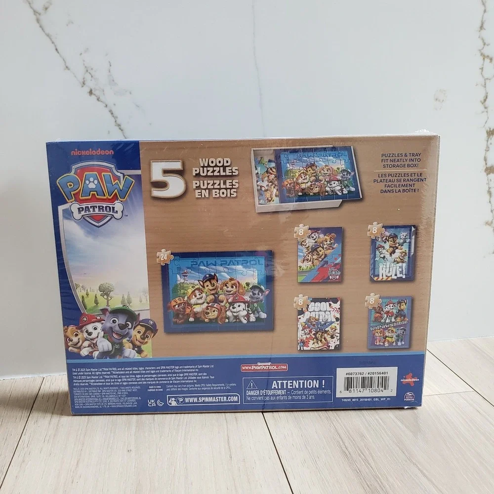 Paw Patrol Wood Puzzle 5-piece Jigsaw Chase Marshall‎ Skye Set Storage Tray Gift